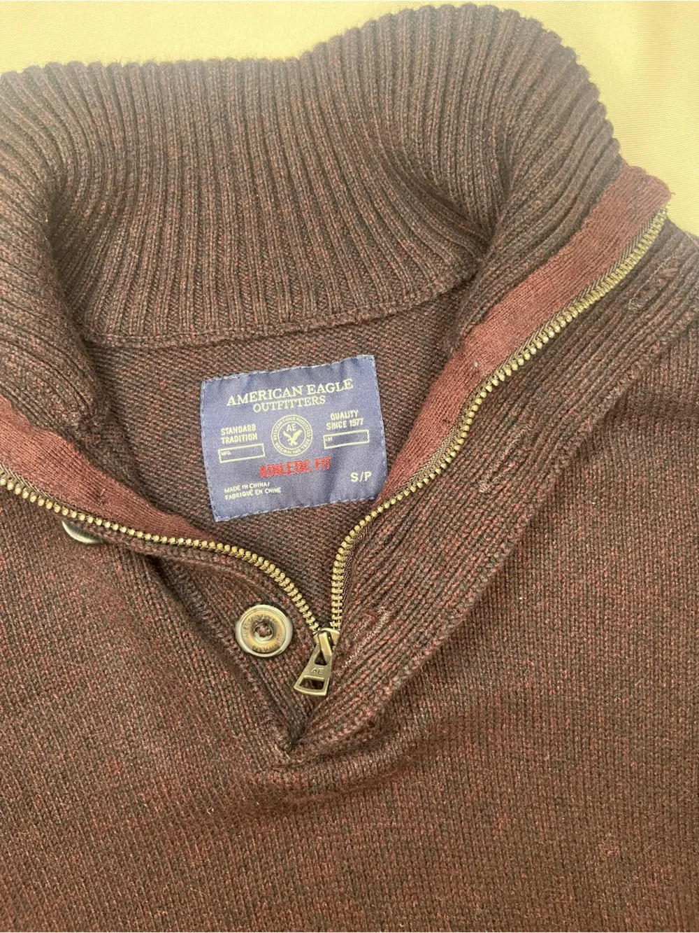 American Eagle Outfitters Burgundy Half-Zip Pullover Sweater